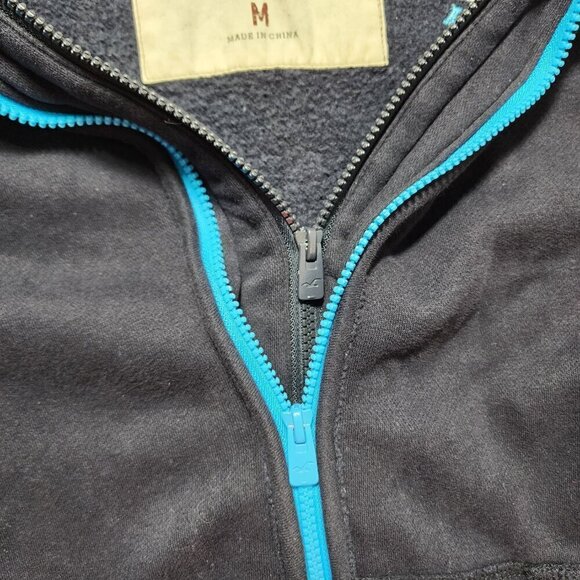 Hollister Sweater Medium Blue High Collar Full Double Zip Spell Out Jacket - Picture 4 of 8